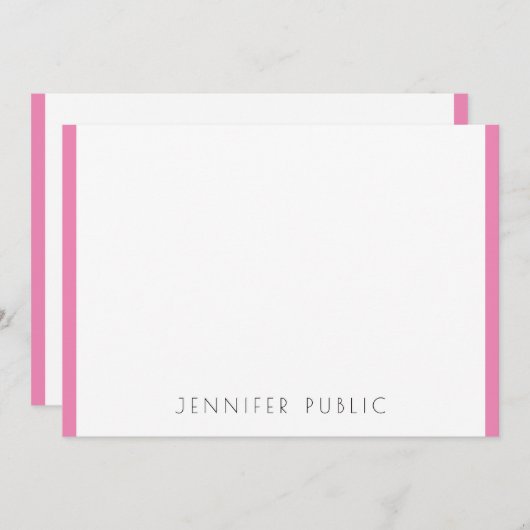 Monogramme Initial Moderne Simple Modèle rose blan (Devant / Derrière)