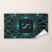 Monogramme Initial | Motif Géométrique Turquoise (Serviette à main)