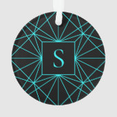 Monogramme Initial | Motif Géométrique Turquoise (dos)