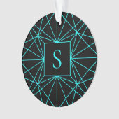 Monogramme Initial | Motif Géométrique Turquoise (devant)