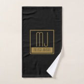 Monogramme initial noir et or moderne (Serviette à main)