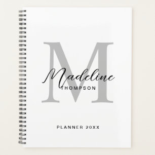 Monogramme initial noir moderne Gris blanc