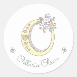 Monogramme initial O autocollants de nom d'identif