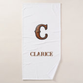 Monogramme Initial Occidental en Cuir Travailé C (Serviette de bain)