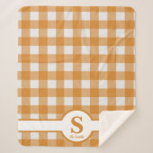 Monogramme initial orange et blanc plaid (Devant)
