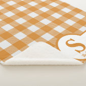 Monogramme initial orange et blanc plaid (3/4)
