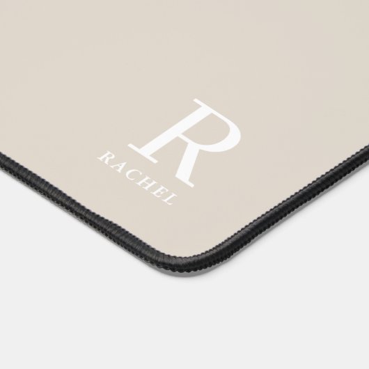 Monogramme Initial Personnalisé Crème Beige Modern (Coin)