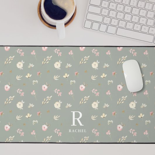 Monogramme Initial Personnalisé Fleur Douce Sauge