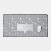 Monogramme Initial Personnalisé Fleurs Douces Gris (Clavier et souris)