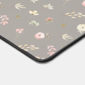 Monogramme Initial Personnalisé Gris Beige Floral (Coin)