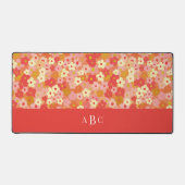 Monogramme Initial Retro Floral Rose Rouge Chaud (Recto)