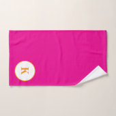 Monogramme Initial Rose Orange Moderne Coloré (Serviette à main)