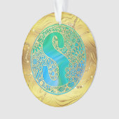 Monogramme Initial S Noël - Or, Turquoise & Bleu (devant)