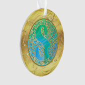 Monogramme Initial S Noël - Or, Turquoise & Bleu (devant)