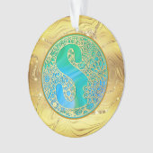 Monogramme Initial S Noël - Or, Turquoise & Bleu (devant)