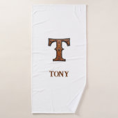 Monogramme Initial T Cuir Outilé Occidental (Serviette de bain)