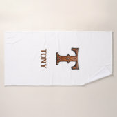 Monogramme Initial T Cuir Outilé Occidental (Serviette de bain)