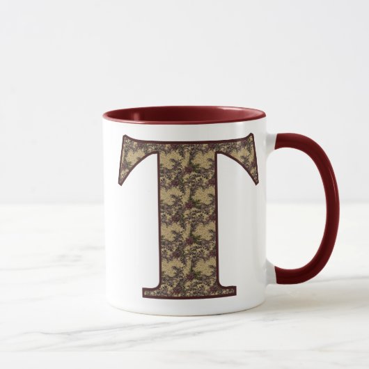 Monogramme initial T Élégante Mug florale (Droite)