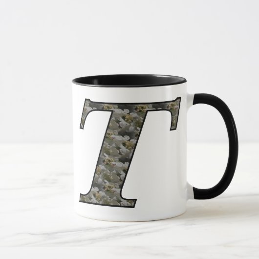 Monogramme initial T Hydrangea floral Mug (Droite)