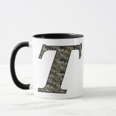 Monogramme initial T Hydrangea floral Mug (Gauche)