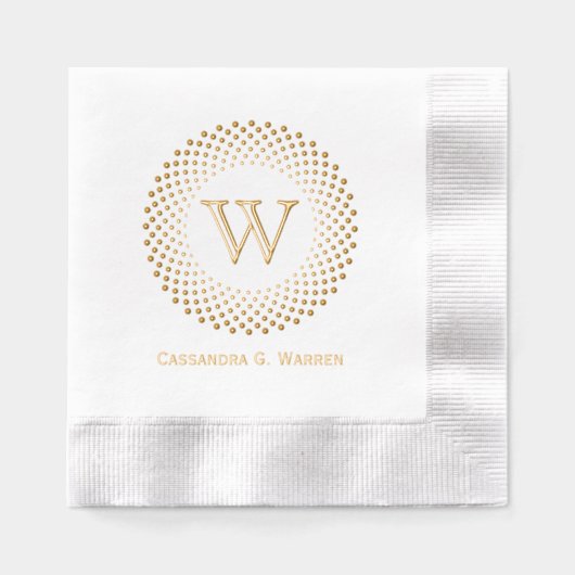 Monogramme initial unique cadre pointillé rond #3C (Recto)