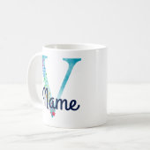 Monogramme initial V Rainbow Star design Café Mug (Devant gauche)