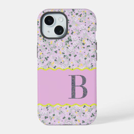 MONOGRAMME INITIALE B PETITES FLEURS LILAS (Verso)