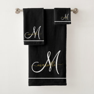 Monogramme initiale blanche or nom script