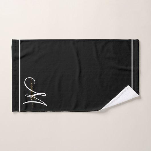 Monogramme initiale blanche or nom script (Serviette à main)