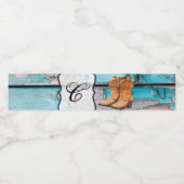 Monogramme initiale bouteille d'eau Étiquette Bleu (Étiquettes simples)