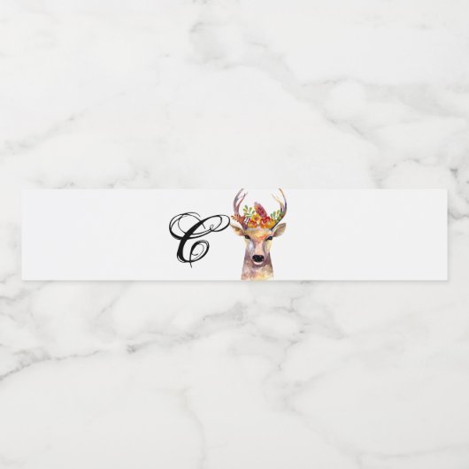 Monogramme initiale bouteille d'eau Étiquette boho (Étiquettes simples)