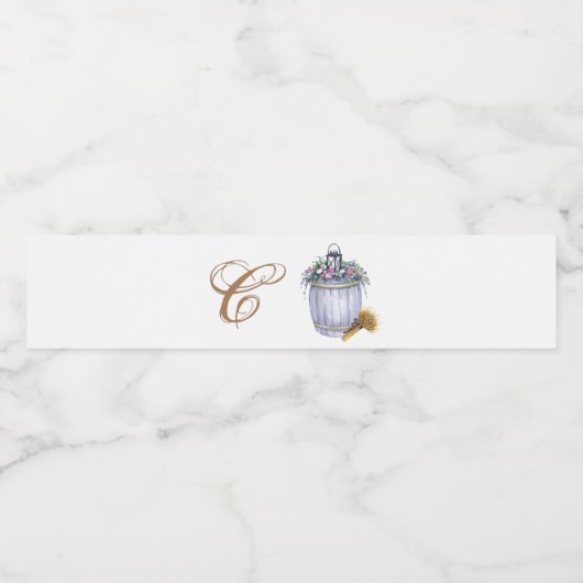 Monogramme initiale bouteille d'eau Étiquette été  (Étiquettes simples)