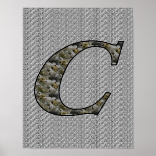 Monogramme Initiale C Hydrangea Poster Floral