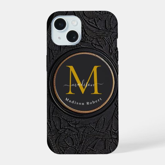 Monogramme initiale de luxe doré noir amusant (Verso)