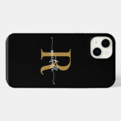 Monogramme Initiale De Style Moderne Noir Or Scrip (Verso Horizontal)