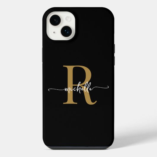 Monogramme Initiale De Style Moderne Noir Or Scrip (Verso)
