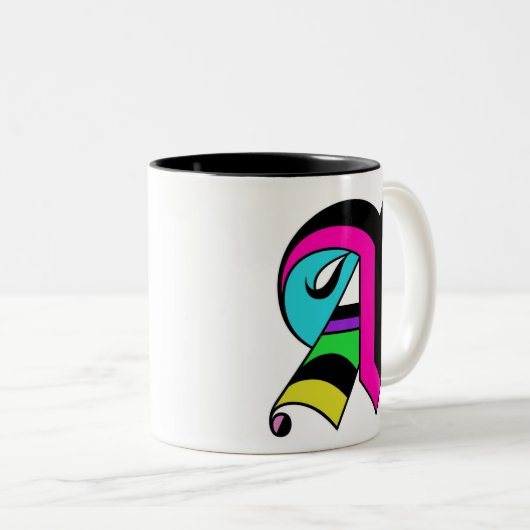 Monogramme Initiale D'Une Mug (Devant droit)