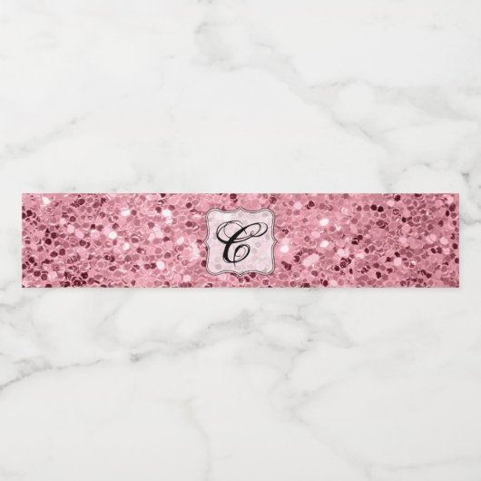 Monogramme Initiale Étiquette bouteille d'eau Rose (Étiquettes simples)