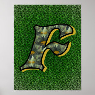 Monogramme Initiale F Poster des marguerites noire