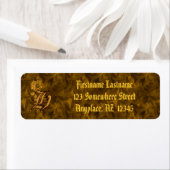 Monogramme Initiale H Or Paonée Étiquette d'Adress (En situation)