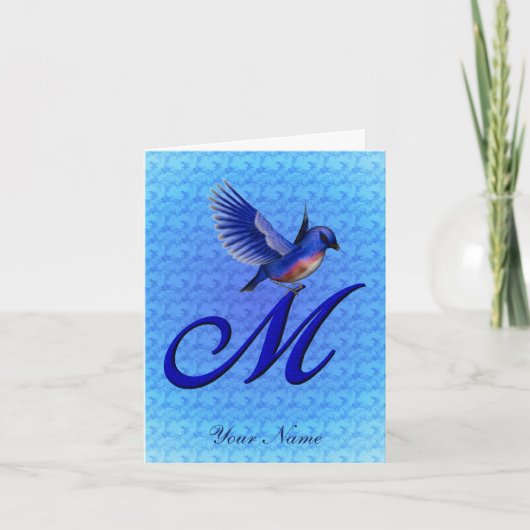 Monogramme Initiale M Personnalisé Bluebird (Devant)