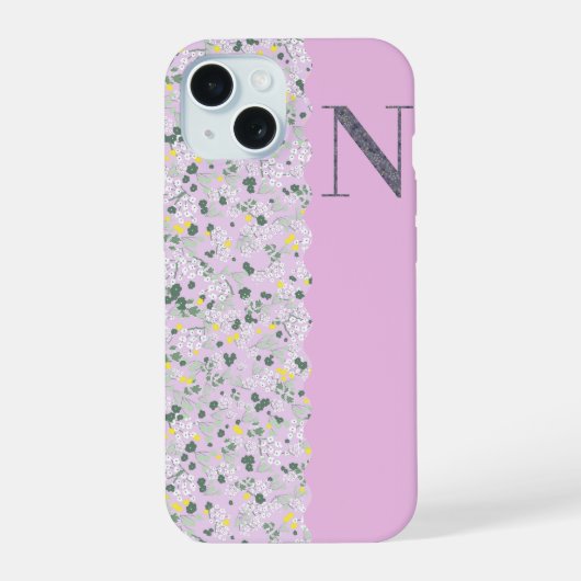 MONOGRAMME INITIALE N PETITES FLEURS LILAS (Verso)