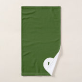 Monogramme Initiale Nom Couleur Vert Foncé Moderne (Serviette à main)
