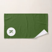 Monogramme Initiale Nom Couleur Vert Foncé Moderne (Serviette à main)