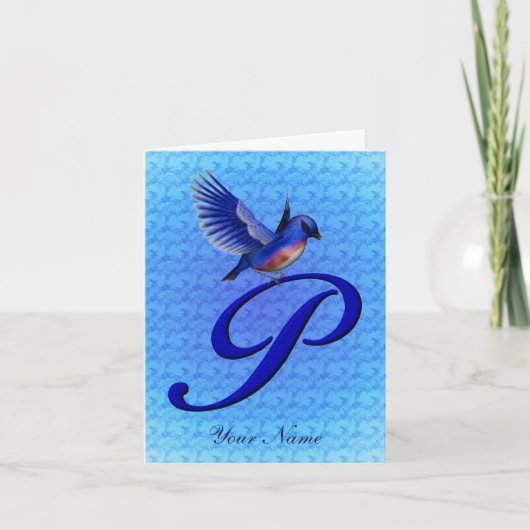 Monogramme Initiale P Oiseau Bleu Personnalisé (Devant)