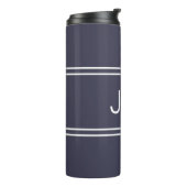 Monogramme Initialen Stijlvol reizen, donkerblauw Thermosbeker (Gedraaid links)