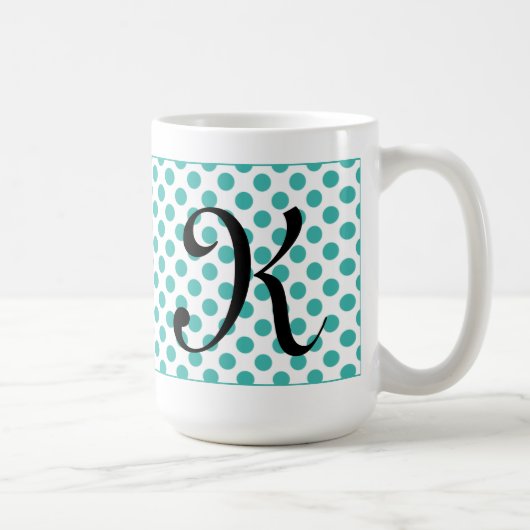 Monogramme Initiales Aqua Pois Mug (Droite)