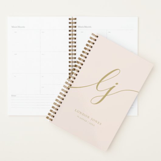 Monogramme Initiales Business Blush Gold Nom du sc (Devant avec enveloppe)
