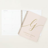 Monogramme Initiales Business Planner Blush Gold N (Devant avec enveloppe)