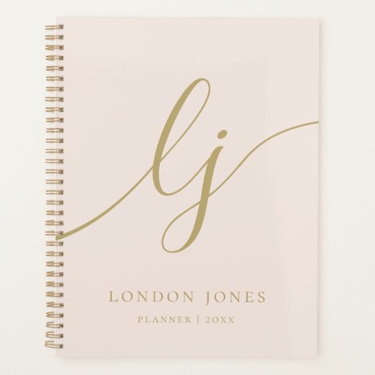 Monogramme Initiales Business Planner Blush Gold N (Devant)